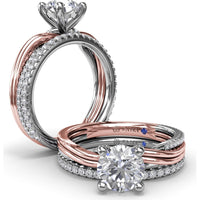Two-Toned Twist Engagement Ring Setting with Pavé Diamond Accents by Fana - 0.14 Carat Total Diamond Weight