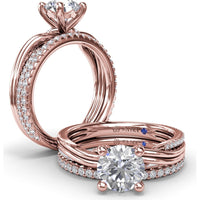 Two-Toned Twist Engagement Ring Setting with Pavé Diamond Accents by Fana - 0.14 Carat Total Diamond Weight