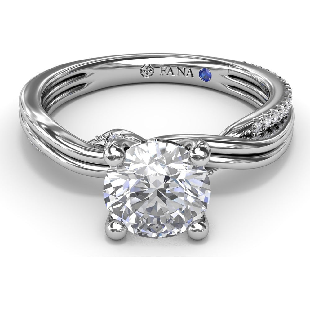 Two-Toned Twist Engagement Ring Setting with Pavé Diamond Accents by Fana - 0.14 Carat Total Diamond Weight