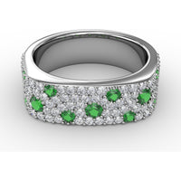 "Under the Stars" Fashion Band with Pavé Diamonds and Speckled Round Emeralds by Fana - 1.29 Carat Total Gemstone Weight