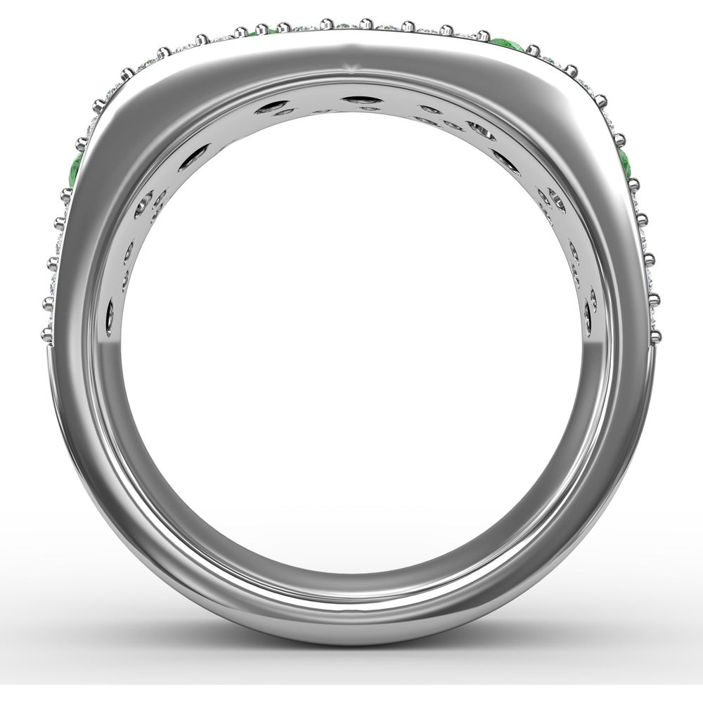 "Under the Stars" Fashion Band with Pavé Diamonds and Speckled Round Emeralds by Fana - 1.29 Carat Total Gemstone Weight