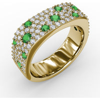 "Under the Stars" Fashion Band with Pavé Diamonds and Speckled Round Emeralds by Fana - 1.29 Carat Total Gemstone Weight