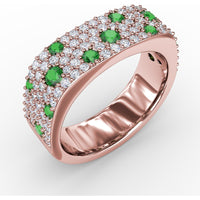 "Under the Stars" Fashion Band with Pavé Diamonds and Speckled Round Emeralds by Fana - 1.29 Carat Total Gemstone Weight