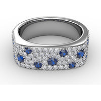 Under the Stars Sapphire-Speckled Diamond Band with Round Blue Sapphires and Pavé Diamonds by Fana - 1.35 Carat Total Gemstone Weight