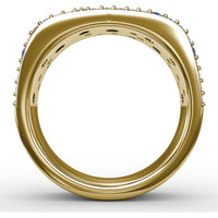 Under the Stars Sapphire-Speckled Diamond Band with Round Blue Sapphires and Pavé Diamonds by Fana - 1.35 Carat Total Gemstone Weight