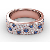Under the Stars Sapphire-Speckled Diamond Band with Round Blue Sapphires and Pavé Diamonds by Fana - 1.35 Carat Total Gemstone Weight