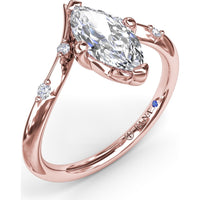 V-Shape Engagement Ring Setting with Flush-Set Round Diamonds by Fana - 0.06 Carat Total Diamond Weight