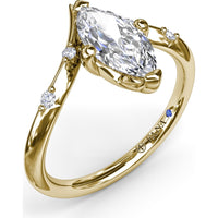 V-Shape Engagement Ring Setting with Flush-Set Round Diamonds by Fana - 0.06 Carat Total Diamond Weight