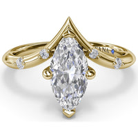 V-Shape Engagement Ring Setting with Flush-Set Round Diamonds by Fana - 0.06 Carat Total Diamond Weight