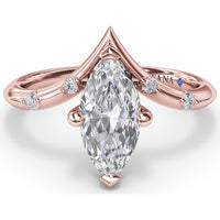 V-Shape Engagement Ring Setting with Flush-Set Round Diamonds by Fana - 0.06 Carat Total Diamond Weight