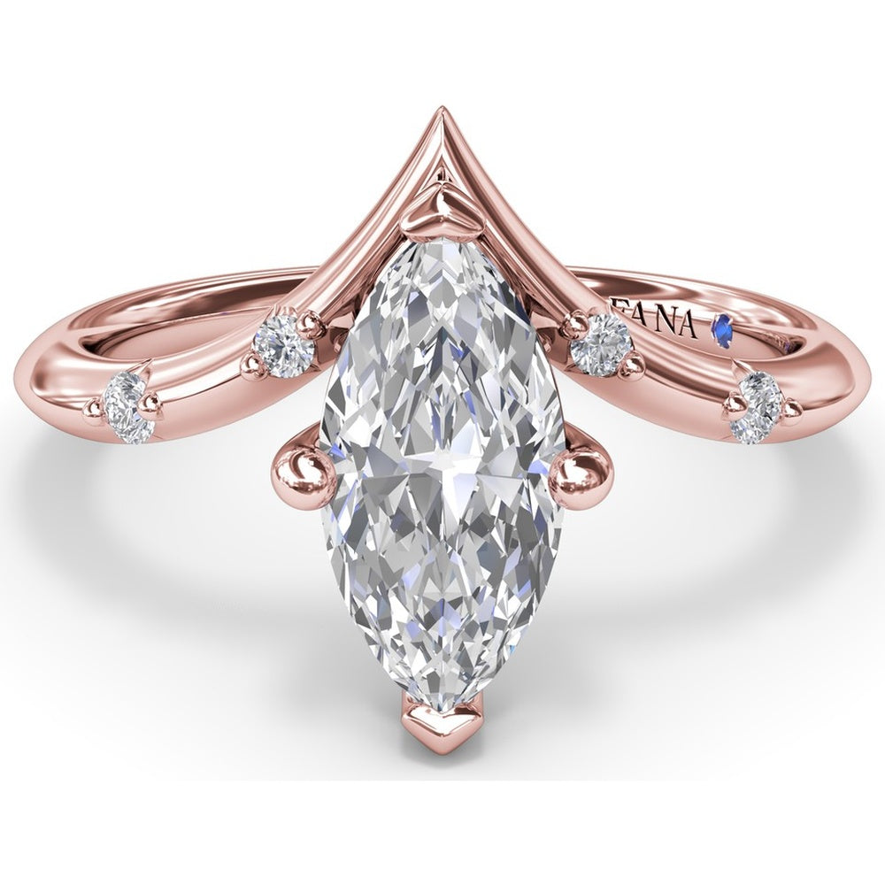 V-Shape Engagement Ring Setting with Flush-Set Round Diamonds by Fana - 0.06 Carat Total Diamond Weight