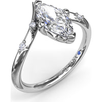 V-Shape Engagement Ring Setting with Flush-Set Round Diamonds by Fana - 0.06 Carat Total Diamond Weight