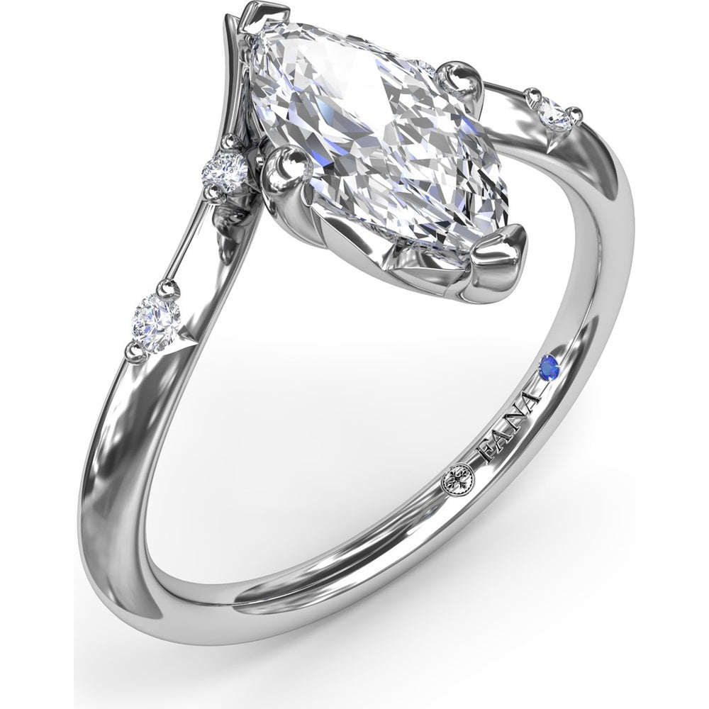 V-Shape Engagement Ring Setting with Flush-Set Round Diamonds by Fana - 0.06 Carat Total Diamond Weight
