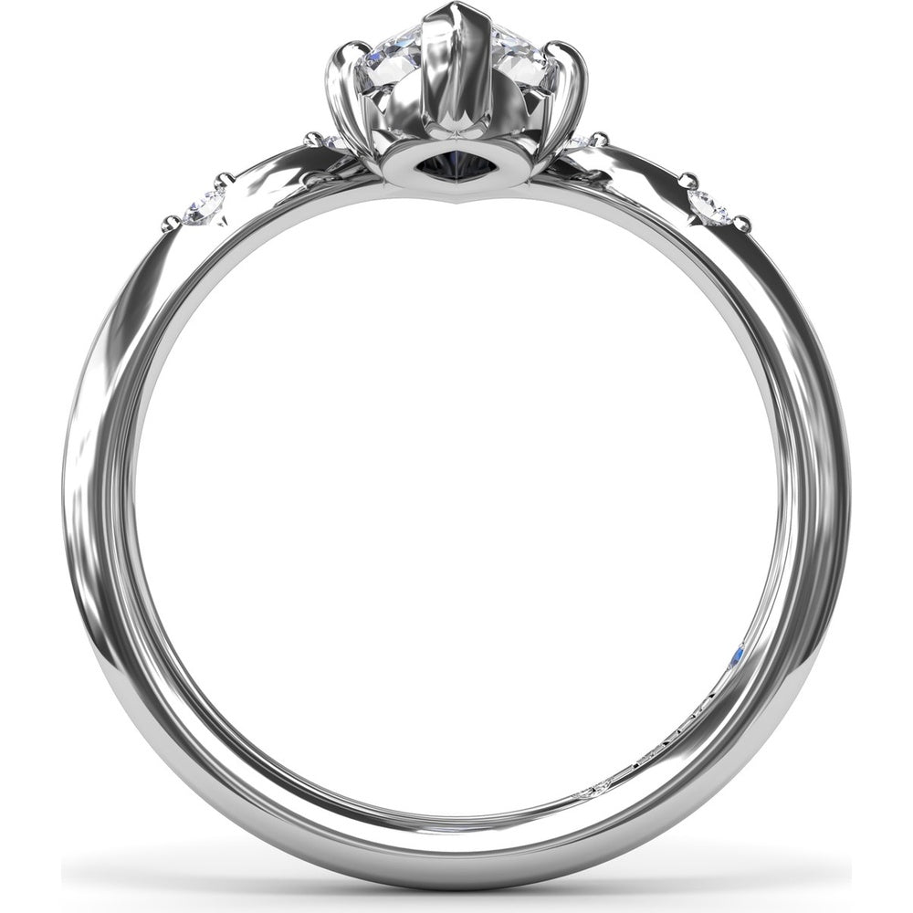 V-Shape Engagement Ring Setting with Flush-Set Round Diamonds by Fana - 0.06 Carat Total Diamond Weight