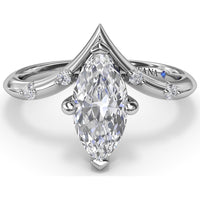 V-Shape Engagement Ring Setting with Flush-Set Round Diamonds by Fana - 0.06 Carat Total Diamond Weight