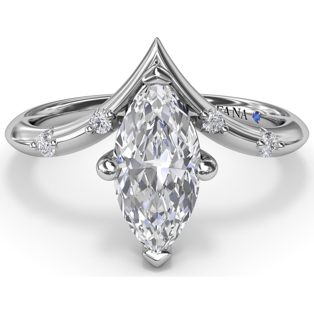 V-Shape Engagement Ring Setting with Flush-Set Round Diamonds by Fana - 0.06 Carat Total Diamond Weight
