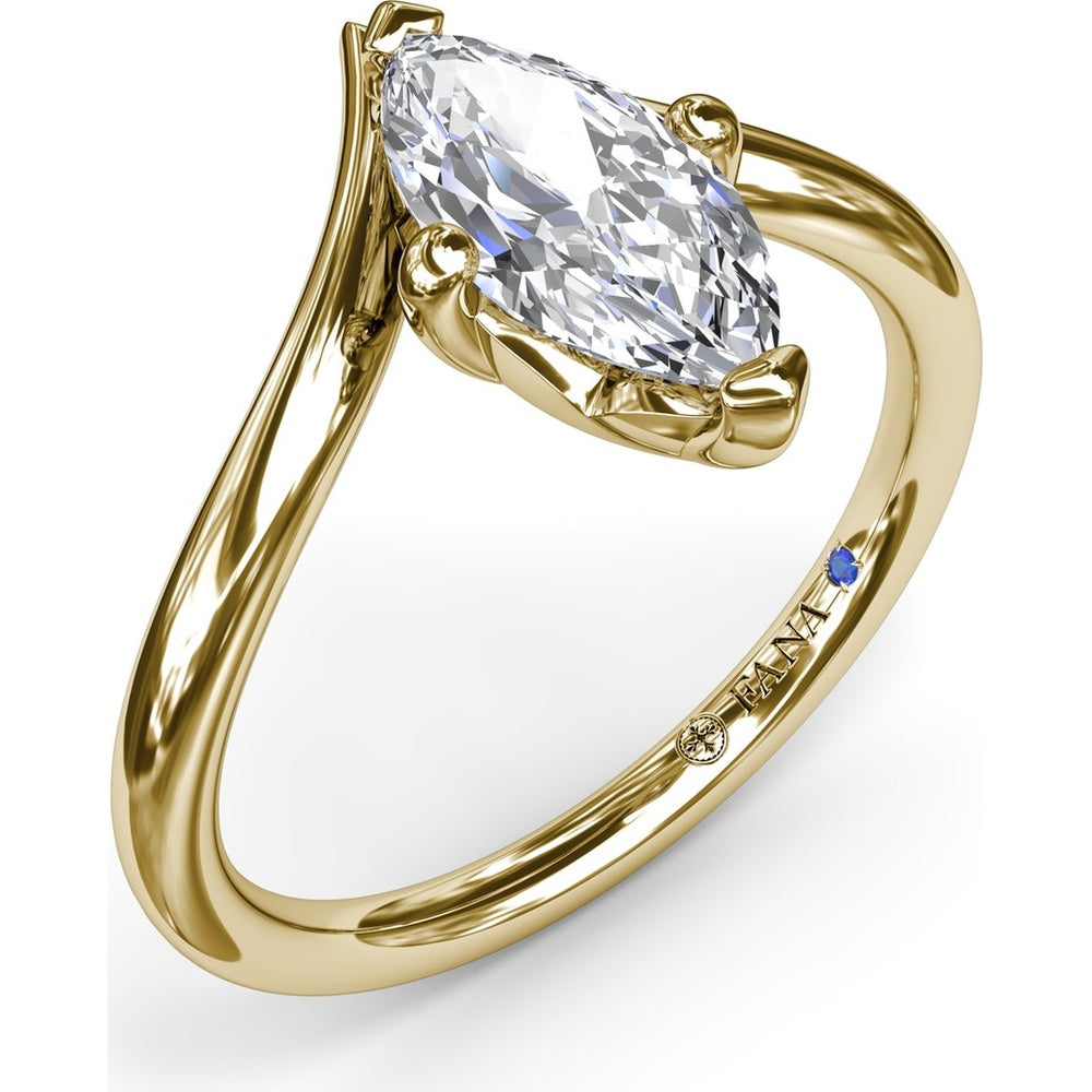 V-Shape Marquise Engagement Ring Setting with Bypass Band by Fana