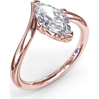V-Shape Marquise Engagement Ring Setting with Bypass Band by Fana