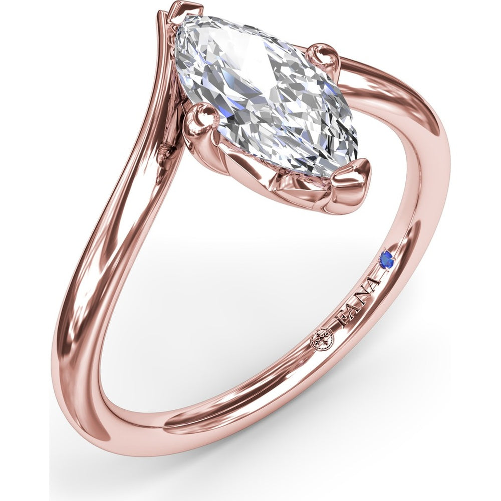 V-Shape Marquise Engagement Ring Setting with Bypass Band by Fana