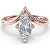 V-Shape Marquise Engagement Ring Setting with Bypass Band by Fana