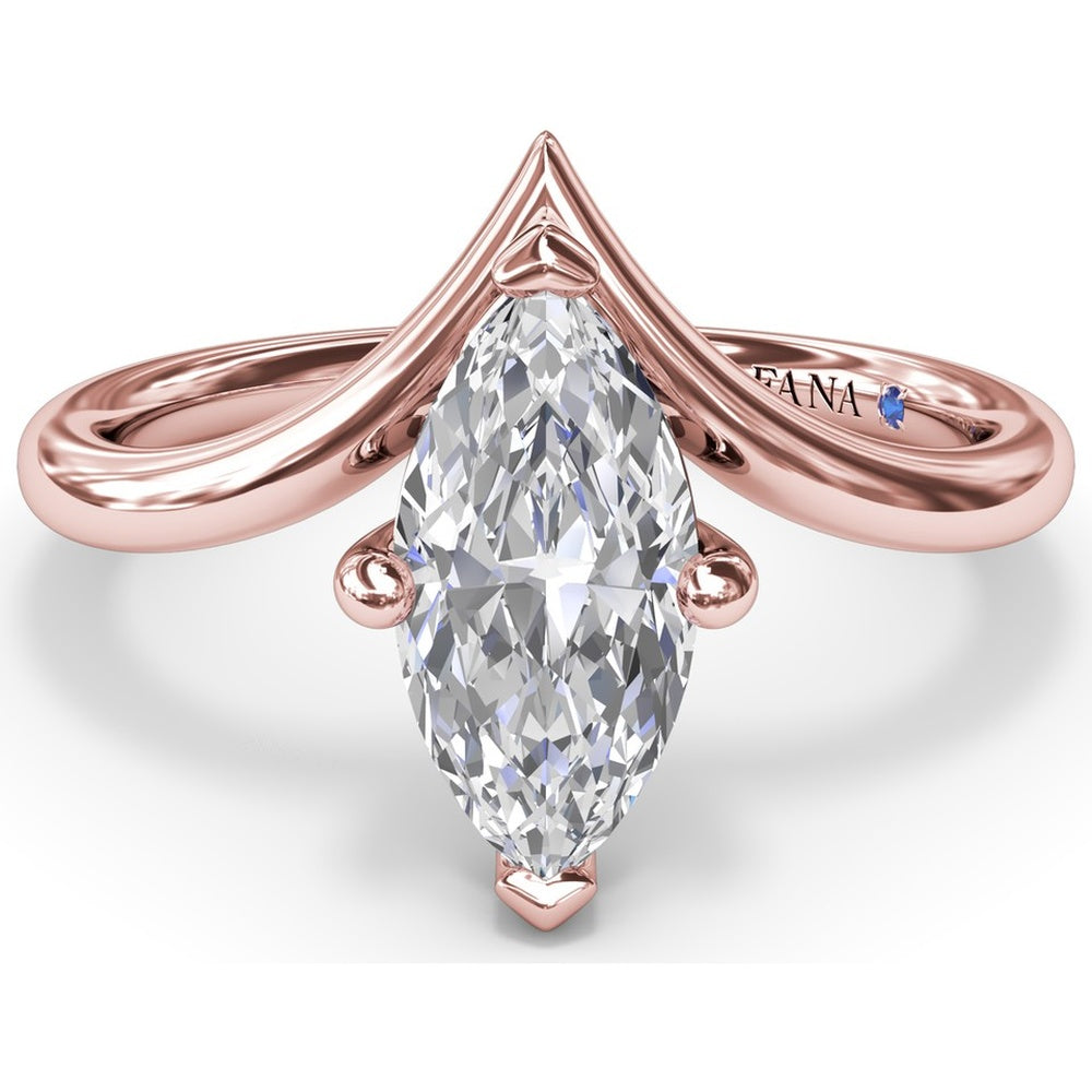 V-Shape Marquise Engagement Ring Setting with Bypass Band by Fana