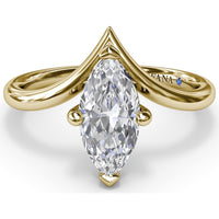 V-Shape Marquise Engagement Ring Setting with Bypass Band by Fana