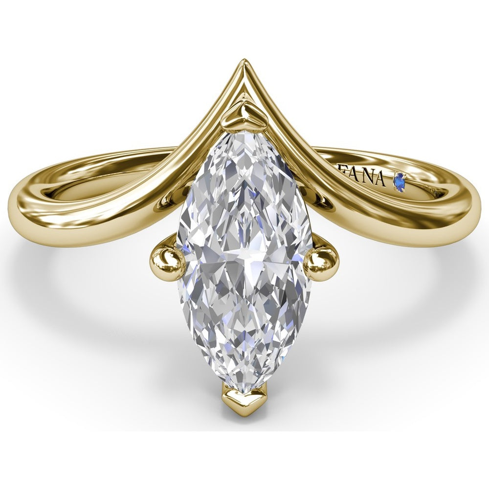 V-Shape Marquise Engagement Ring Setting with Bypass Band by Fana