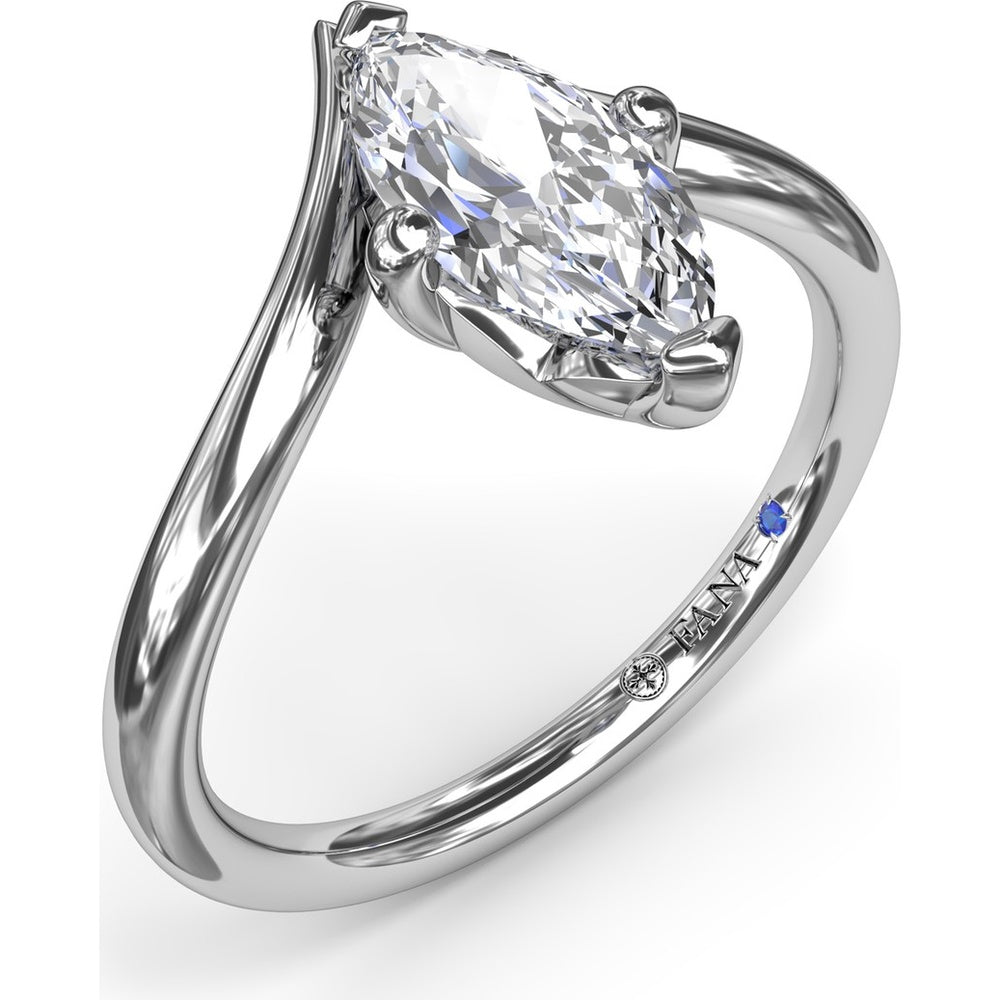 V-Shape Marquise Engagement Ring Setting with Bypass Band by Fana