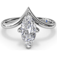 V-Shape Marquise Engagement Ring Setting with Bypass Band by Fana