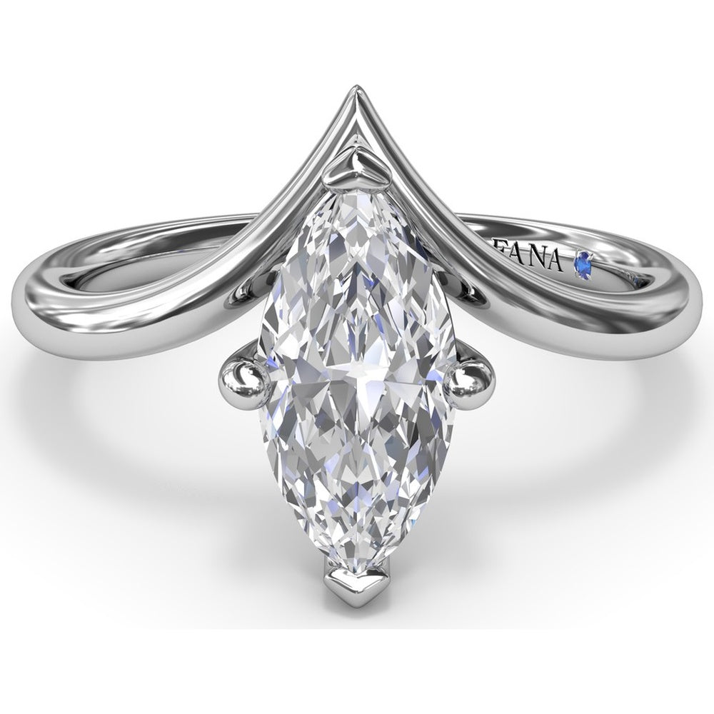 V-Shape Marquise Engagement Ring Setting with Bypass Band by Fana