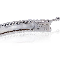 Van Cleef & Arpels 18K White Gold Perlée Clover Bracelet with Round Diamonds - Size S