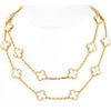 Van Cleef & Arpels 18K Yellow Gold Alhambra Clover Pendant Necklace with White Coral - Vintage Luxury Piece