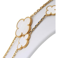 Van Cleef & Arpels 18K Yellow Gold Alhambra Necklace with Mother-of-Pearl Motifs - 47.24 Inches Length
