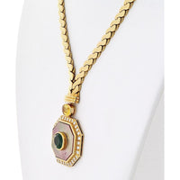 Van Cleef & Arpels 18K Yellow Gold Pendant Necklace with Emeralds, Yellow Sapphires, and Mother-of-Pearl - Vintage Masterpiece