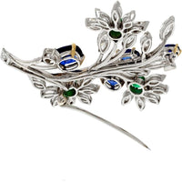 Van Cleef & Arpels Platinum Bouquet Diamond, Sapphire, and Emerald Brooch - Exquisite Floral Elegance
