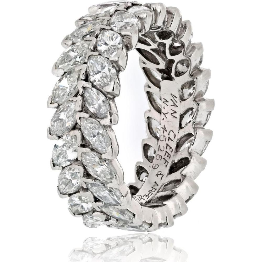 Van Cleef & Arpels Platinum Eternity Band with 6.00 Carats Marquise Cut Diamonds - Luxury Wedding Ring