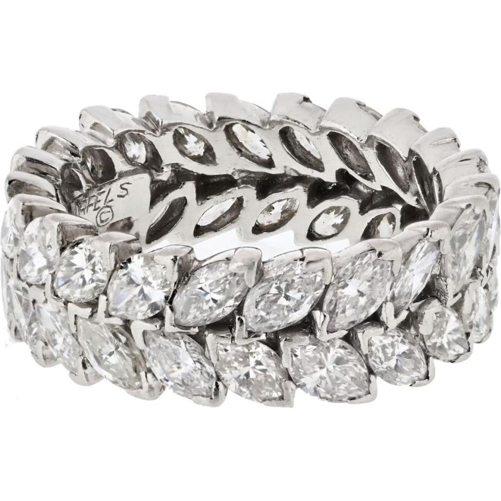 Van Cleef & Arpels Platinum Eternity Band with 6.00 Carats Marquise Cut Diamonds - Luxury Wedding Ring