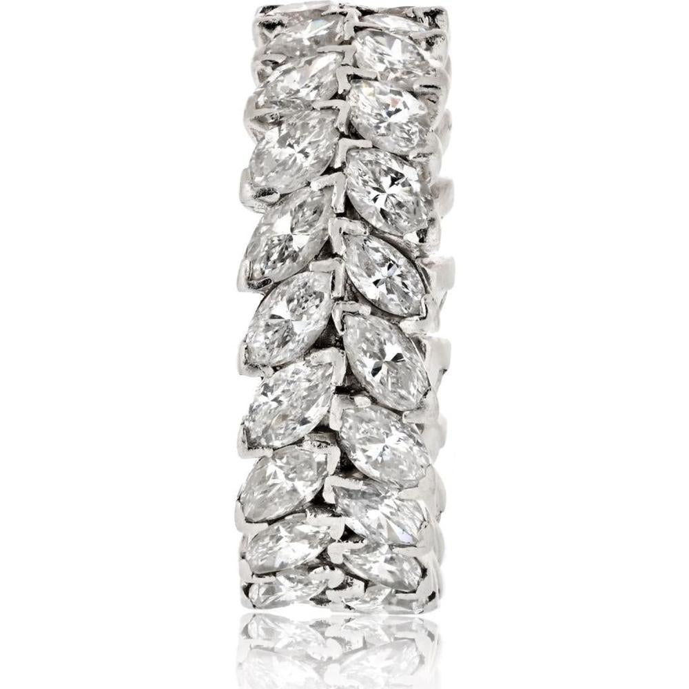 Van Cleef & Arpels Platinum Eternity Band with 6.00 Carats Marquise Cut Diamonds - Luxury Wedding Ring