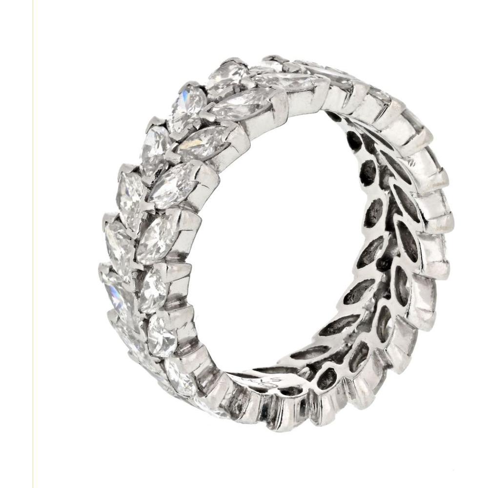 Van Cleef & Arpels Platinum Eternity Band with 6.00 Carats Marquise Cut Diamonds - Luxury Wedding Ring