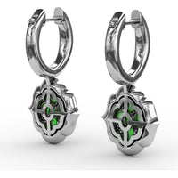 Victorian Style Emerald and Diamond Quatrefoil Dangle Earrings by Fana - 2.01 Carat Total Gemstone Weight