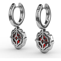 Victorian Style Quatrefoil Ruby and Diamond Dangle Earrings by Fana - 2.57 Carat Total Gemstone Weight