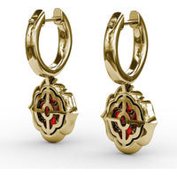 Victorian Style Quatrefoil Ruby and Diamond Dangle Earrings by Fana - 2.57 Carat Total Gemstone Weight