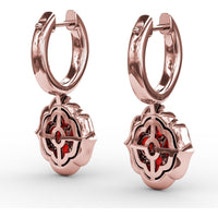 Victorian Style Quatrefoil Ruby and Diamond Dangle Earrings by Fana - 2.57 Carat Total Gemstone Weight