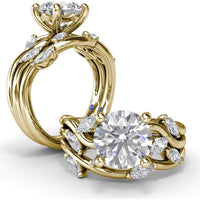 Vine-Inspired Criss Cross Engagement Ring Setting with Marquise Diamond Accents by Fana - 0.40 Carat Total Diamond Weight