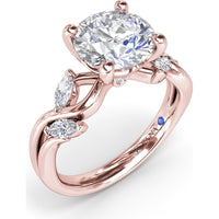 Vine-Inspired Criss Cross Engagement Ring Setting with Marquise Diamond Accents by Fana - 0.40 Carat Total Diamond Weight