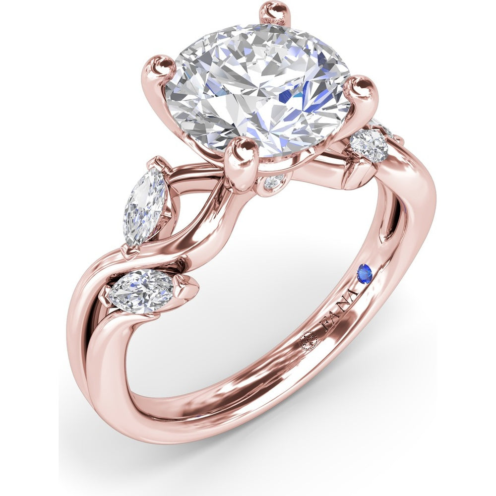 Vine-Inspired Criss Cross Engagement Ring Setting with Marquise Diamond Accents by Fana - 0.40 Carat Total Diamond Weight
