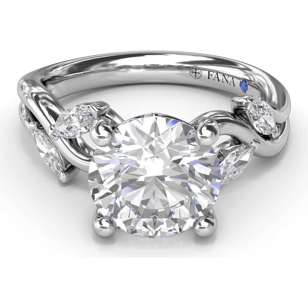 Vine-Inspired Criss Cross Engagement Ring Setting with Marquise Diamond Accents by Fana - 0.40 Carat Total Diamond Weight