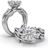 Vine-Inspired Criss Cross Engagement Ring Setting with Marquise Diamond Accents by Fana - 0.40 Carat Total Diamond Weight