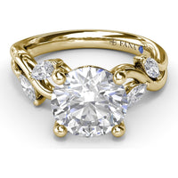 Vine-Inspired Criss Cross Engagement Ring Setting with Marquise Diamond Accents by Fana - 0.40 Carat Total Diamond Weight