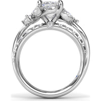 Vine-Inspired Engagement Ring Setting with Emerald Cut Center and Marquise & Pear Side Stones by Fana - 1.17 Carat Total Diamond Weight